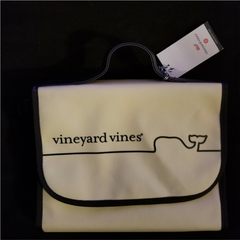Vineyard Vines Cream and navy Baby Bag with Whale Logo